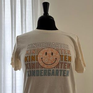 Teacher Cream Kindergarten Smiley Face Tee
